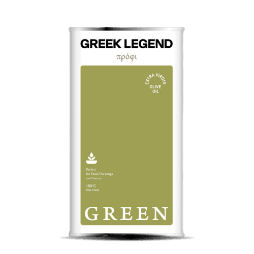 A green bottle of olive oil